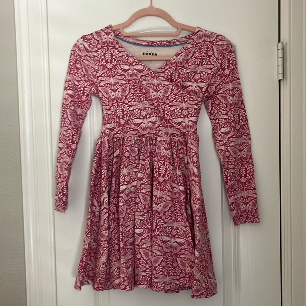 Girls Mini Boden butterfly dress, long sleeves